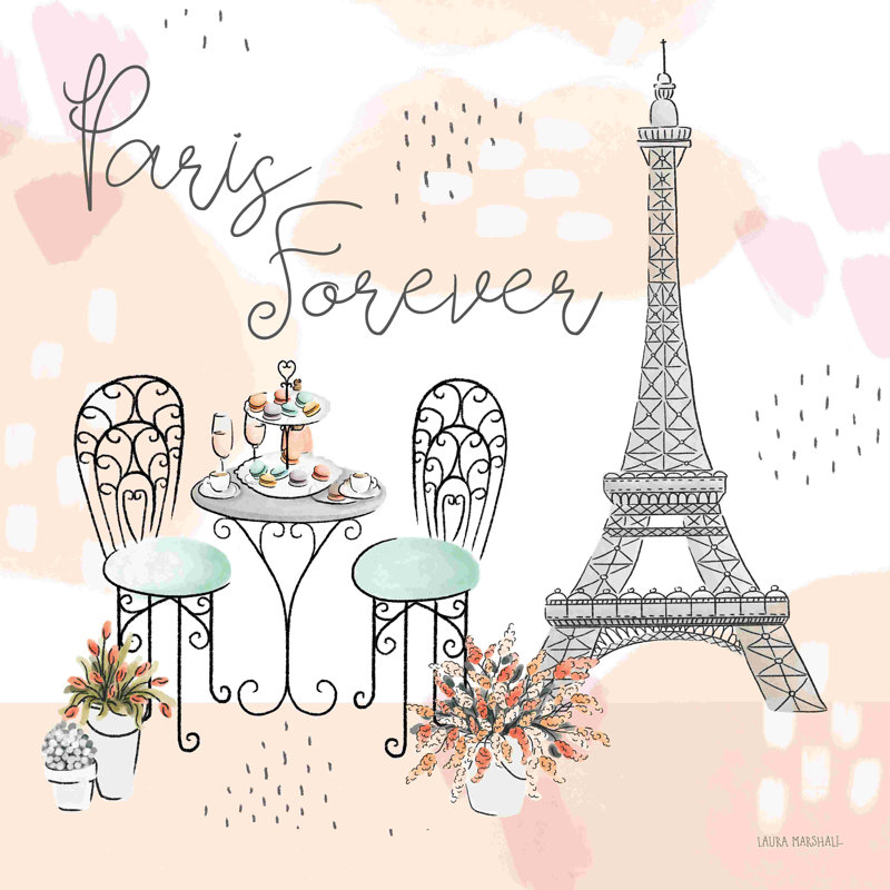 "Sweet Paris III" par Laura Marshall, art textuel sur toile tendue, H 12 po x l 12 po, Non, Toile tendue