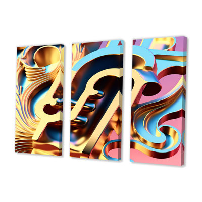 Pastel et musique abstraite dorée - 3 pièces