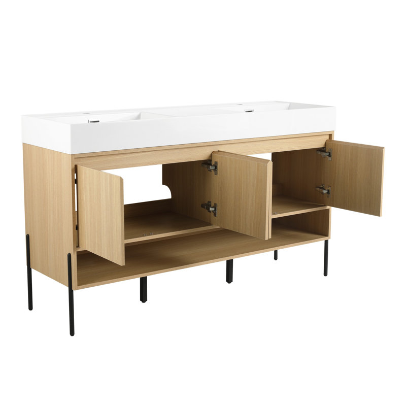 60" Bathroom Vanity Combo w/Single Resin Sink