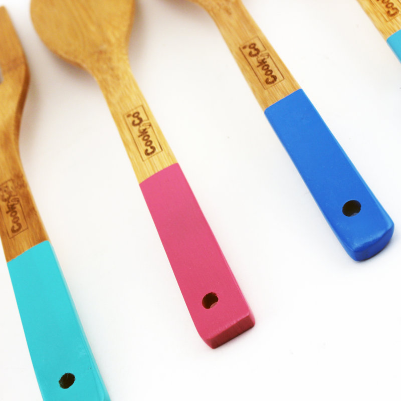 CooknCo Wood Round Kitchen Utensil Set