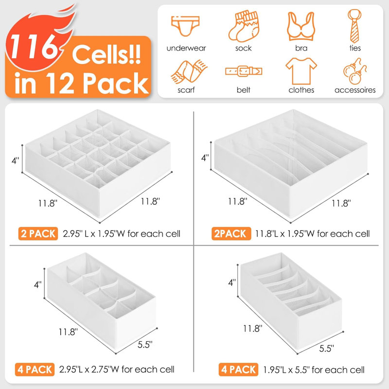 12-pack Drawer Organizers 116 Compartments