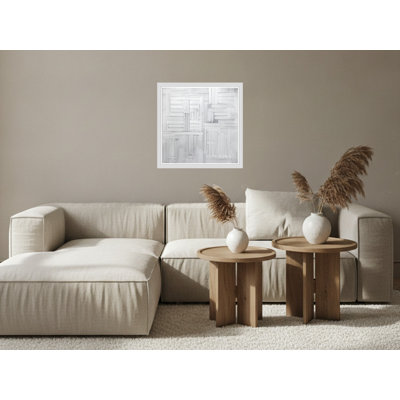 Monochromes abstraits de coups de pinceau - Art mural sur toile encadrée