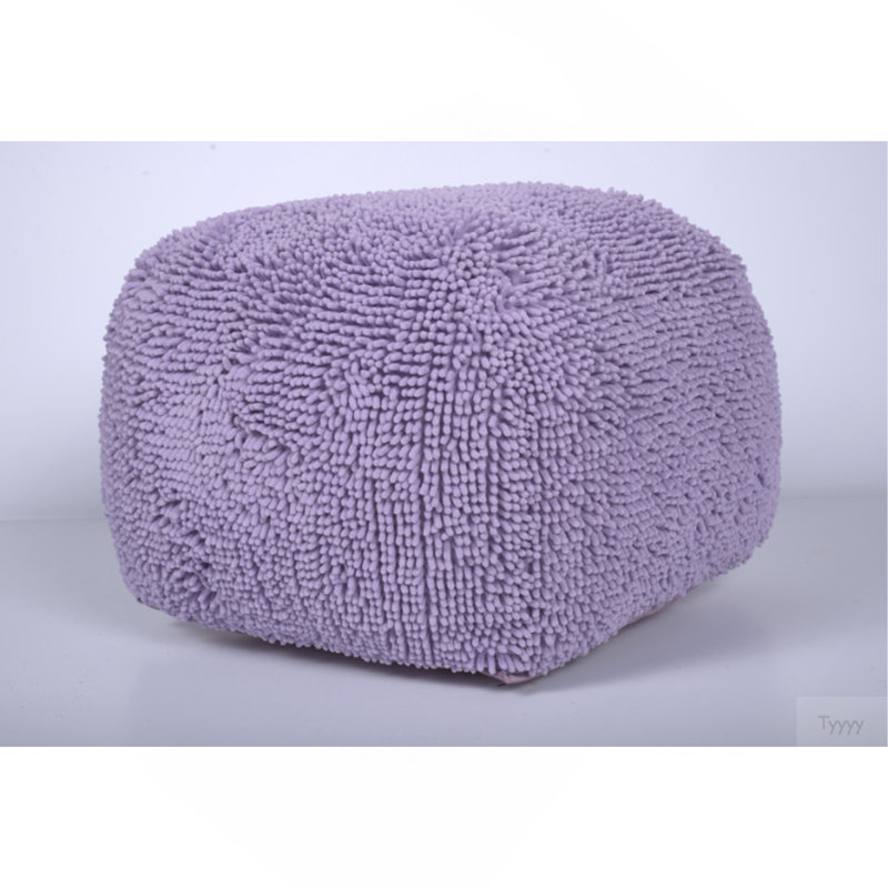 Spongy Microfiber Square Pouf, Lavender, Lavender