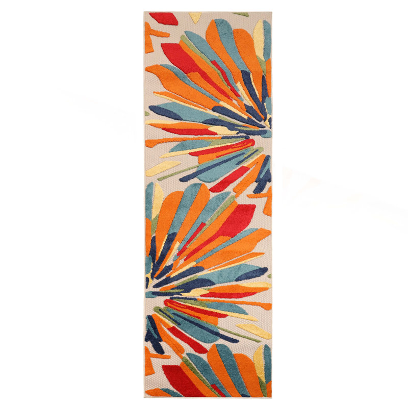 Modern Geometric Abstract Indoor Outdoor Runner or Area Rug, Runner 2'3" x 10'