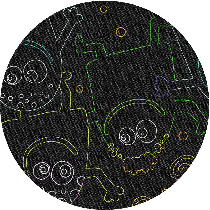 Tapis noir / vert / jaune Lyla, Rond 6 pi