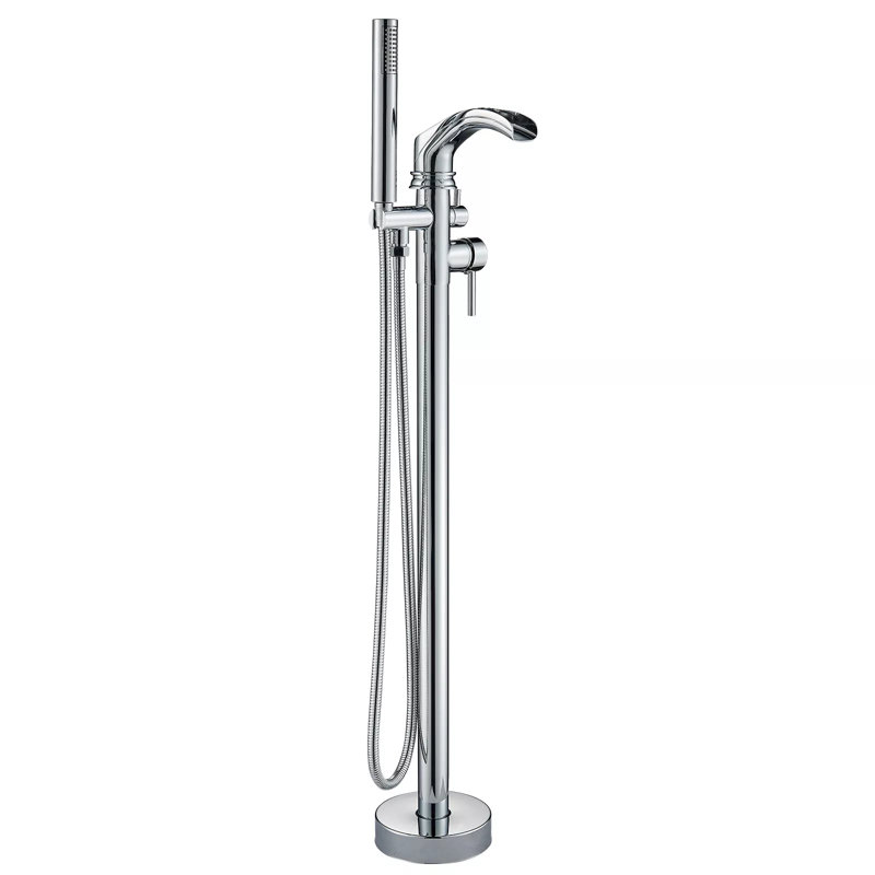 Robinet de salle de bain autoportant Robinet de baignoire à fixation au sol avec douche