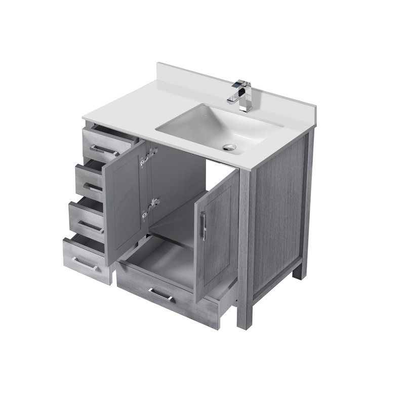 Ensemble de meuble-lavabo simple 36 po Jacques, Blanc, White Cultured Marble