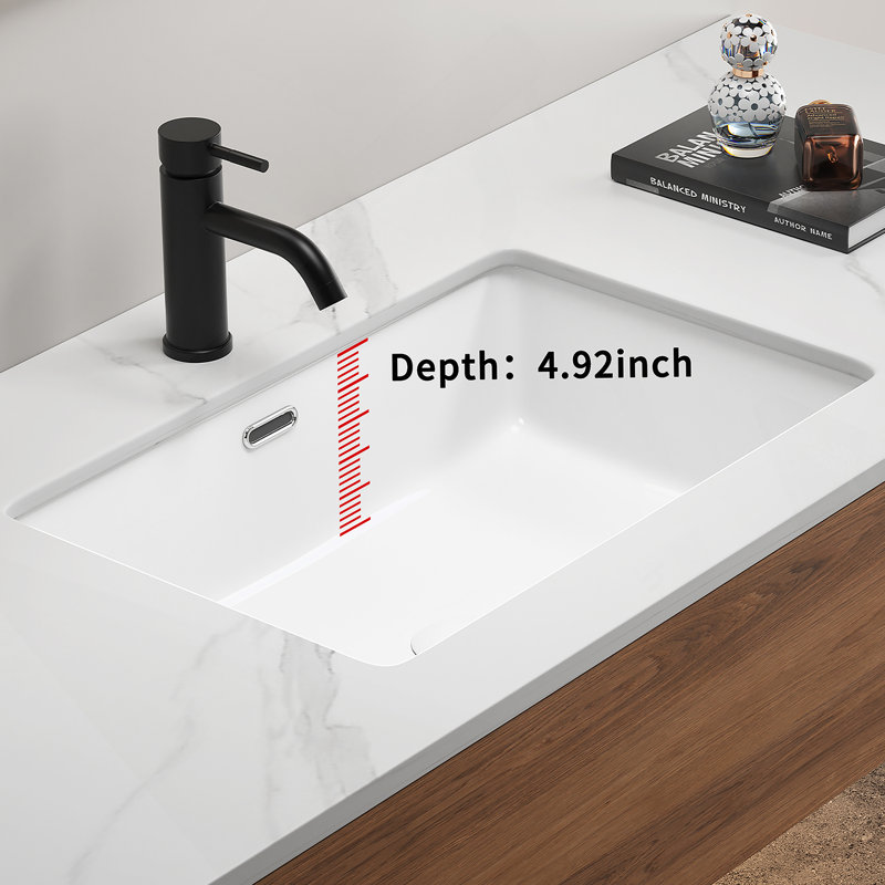 Évier de cuisine encastré, lavabo de cuisine encastré en céramique blanc profond L 24 po x l 16 po sans grille de fond et drain de crépine Eridanus