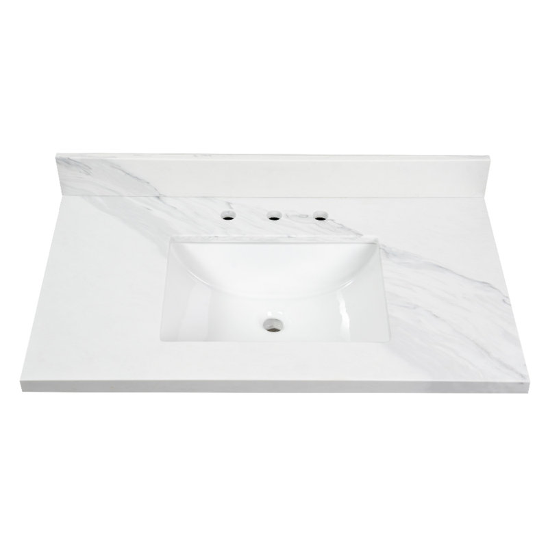 Kingston Brass Mayorca 37-Inch Quartz Vanity Top (8" Faucet Drillings)