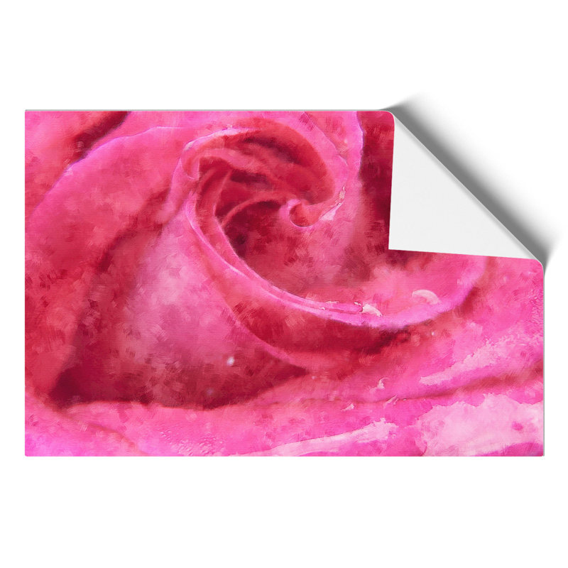 Pink Rose Flower Painting - Frameless Print, 21cm H x 30cm W x 0.1cm D