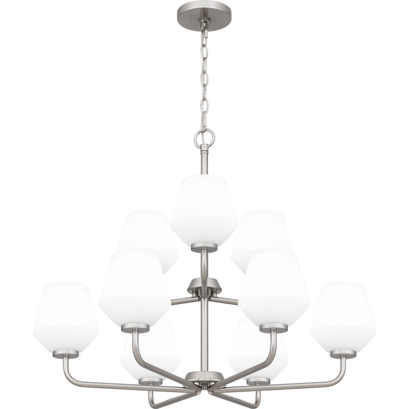 Sabeera 9 - Light Dimmable Classic / Traditional Chandelier, Brushed Nickel