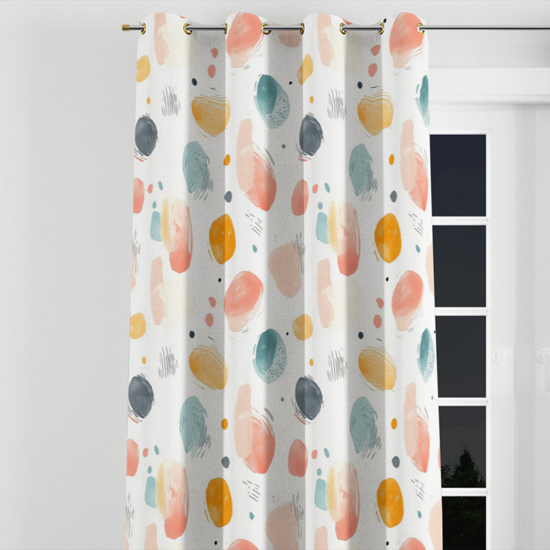 Panneaux de rideaux abstraits pour enfants - Motif simple avec œillets Badgeley - 1 panneau, L 52 po x L 95 po, Œillets dorés