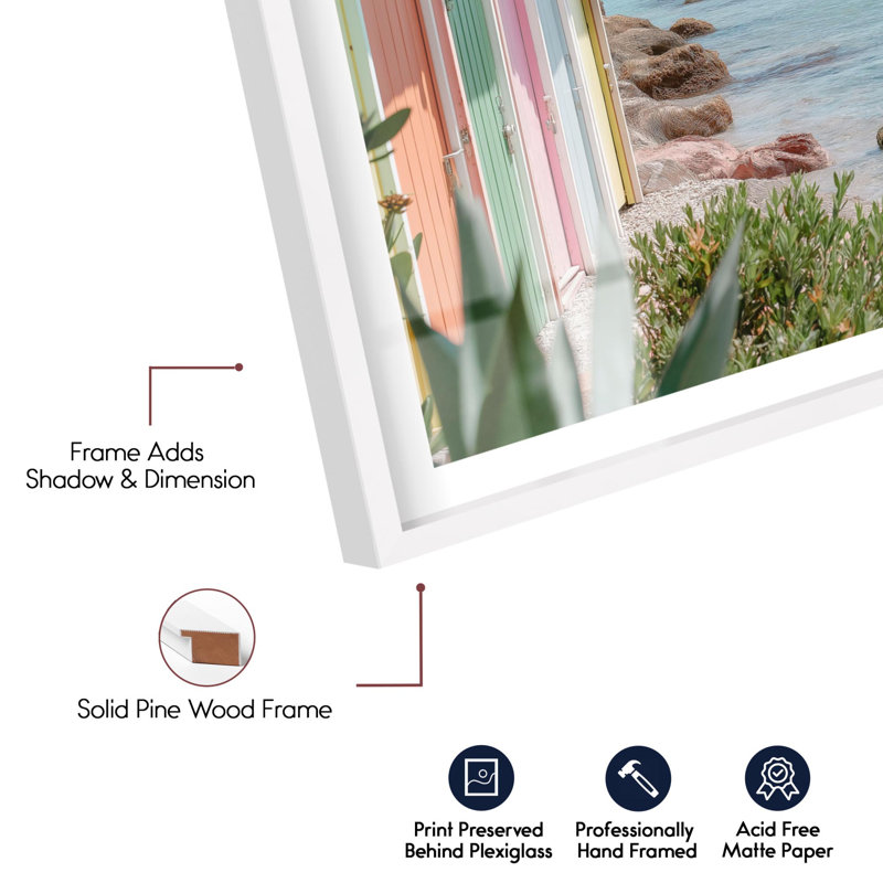 «Seaglass Row I Shadowbox Print Travel Art Prints» par Notoriart, cadre blanc, 21 x 31, H 31 po x l 21 po, Blanc