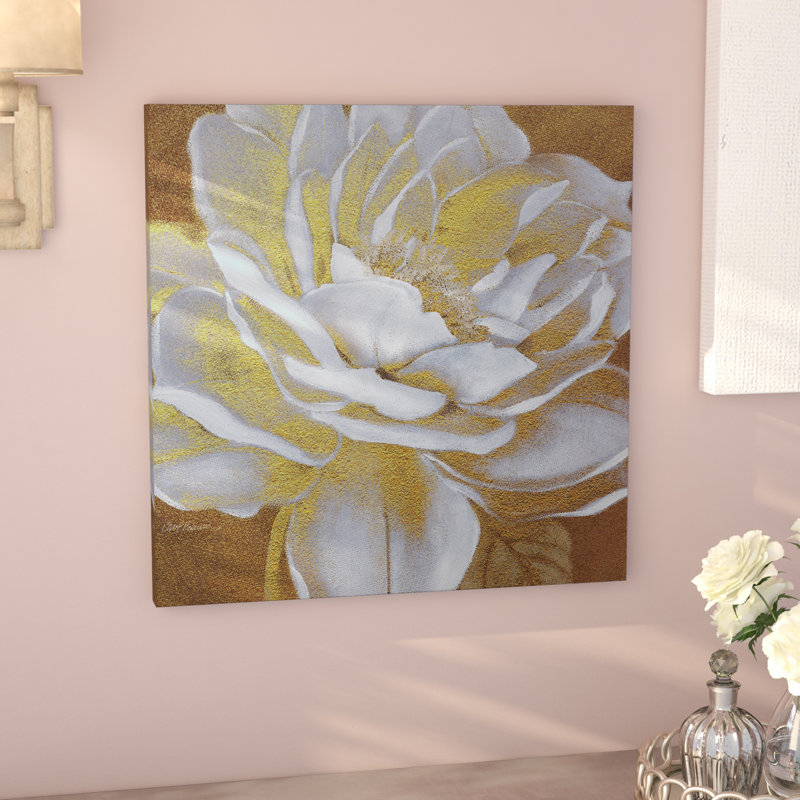« golden fleuri i », reproduction d’impression sur toile tendue, H 24 po x l 24 po x P 1,5 po