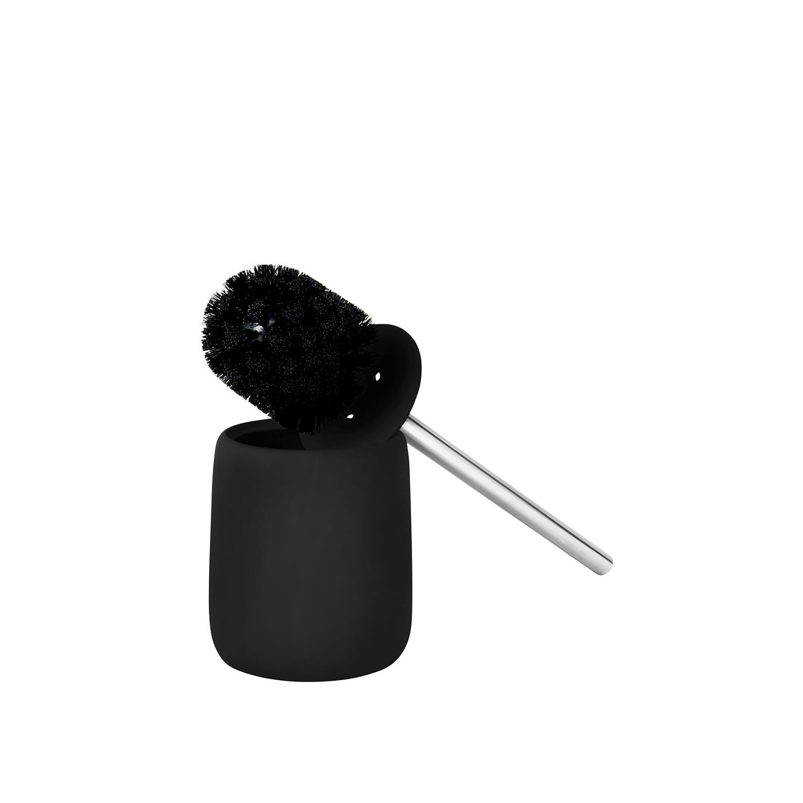 SONO 15.37" Ceramic Toilet Brush and Holder, Black