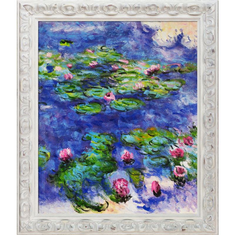 « water lilies » par claude monet-picture cadre, reproduction d’art sur toile, H 29 po x l 25 po x P 2 po