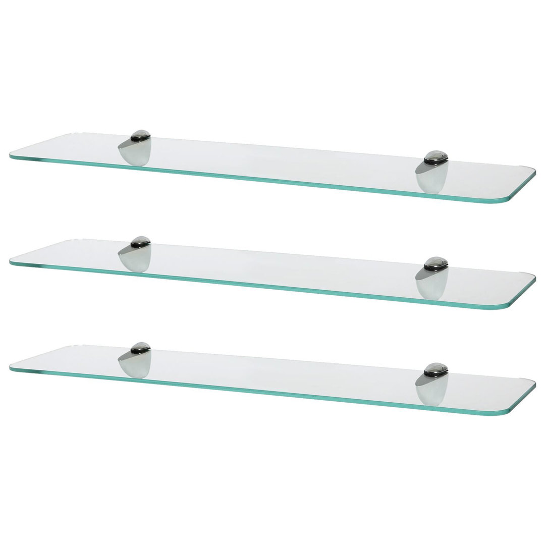 Harbour Housewares 60cm Clear Glass Floating Bathroom Shelf - Pack of 3 - Image 2