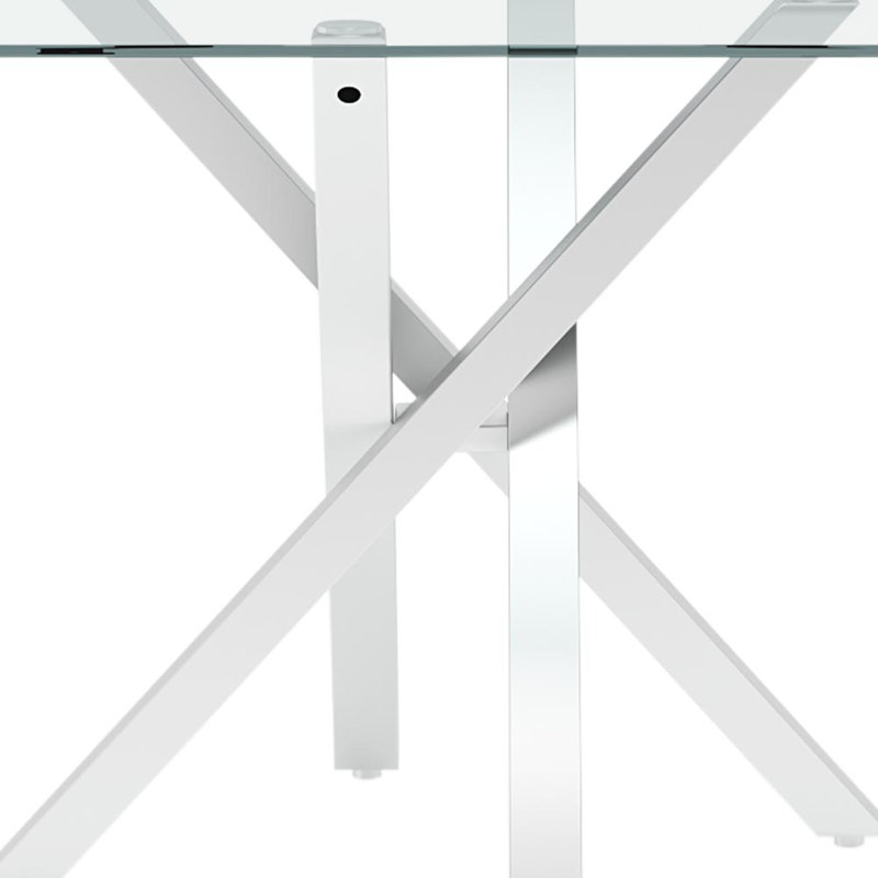 Addicus 130Cm L x 80Cm W Metal and Glass Rectangular Dining Table, Silver/Clear