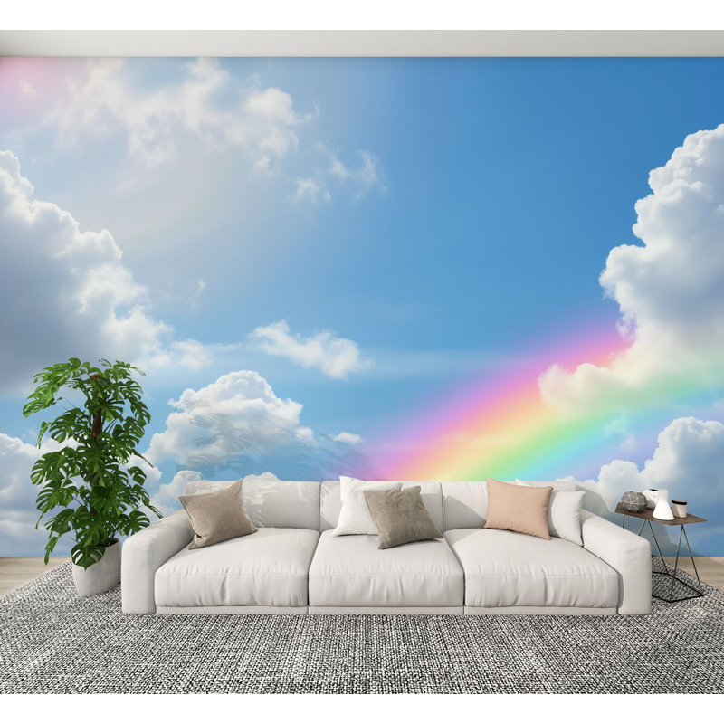 Papier peint adhésif mural arc-en-ciel Boho, L 144 po x l 100 po
