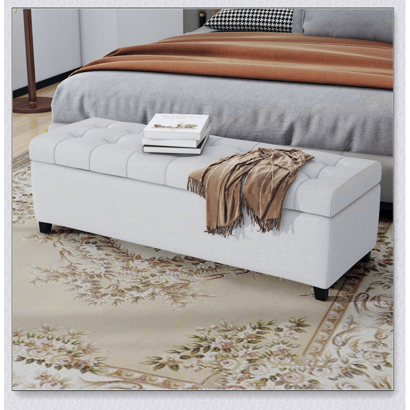Banc de rangement rembourré avec repose-pieds avec coussin souple et beaucoup d'espace caché, peut supporter jusqu'à 300 lb pour une utilisation polyvalente