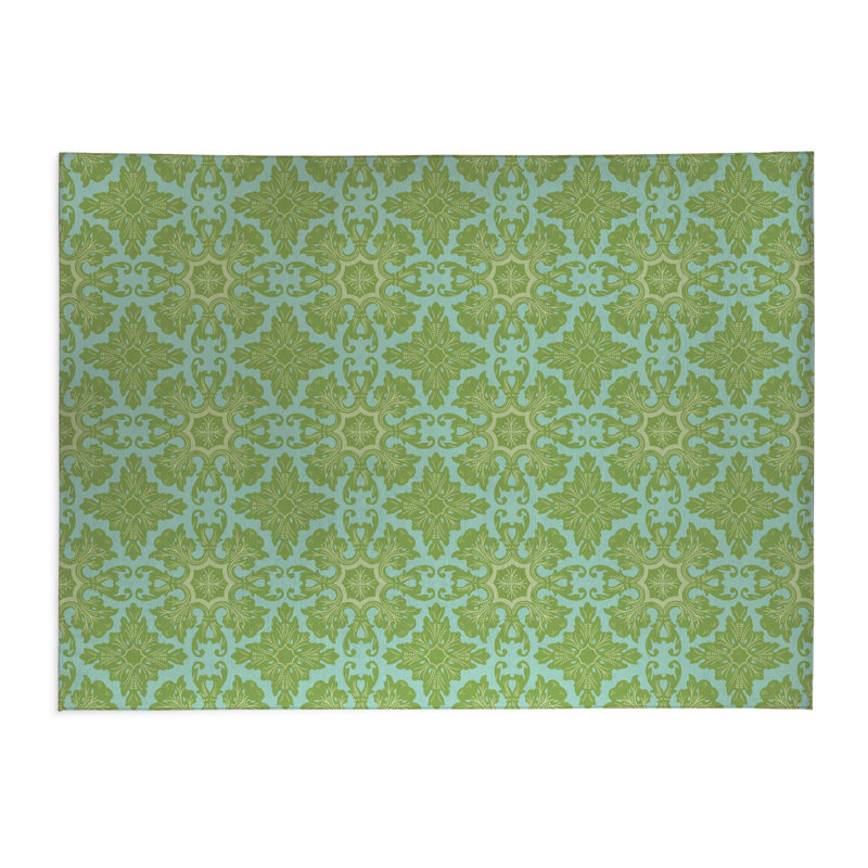 Tapis de lessive léger et antidérapant Damask Tile, 61 "L x 6.5 "H, Green Floral