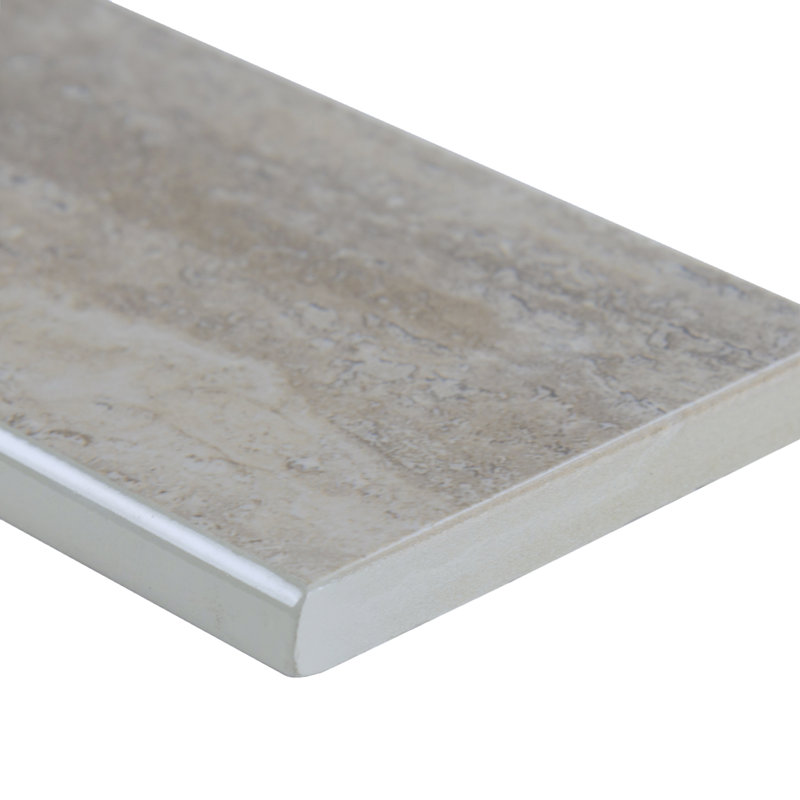 Bordure de carrelage Linden Stone en porcelaine polie, 7,6 cm x 45,7 cm, à bord arrondi., Pierre
