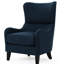 Fauteuil d'appoint moderne à dossier haut - rembourré de tissu fin et à oreilles, avec structure en bois de bouleau, pieds élégants à oreilles