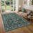 Modern Floral Machine Washable Rug for Living Room, Farmhouse Flower Soft Non Shedding Floor Covering with Non Slip TPR Backing, Indoor Foldable Low Pile Thin Mat-1396263680