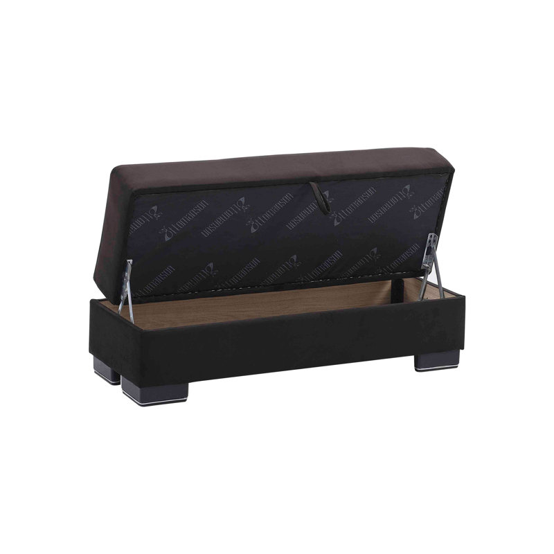 Repose-pieds avec rangement en microfibre Primenest Skyhaven Collection, Noir