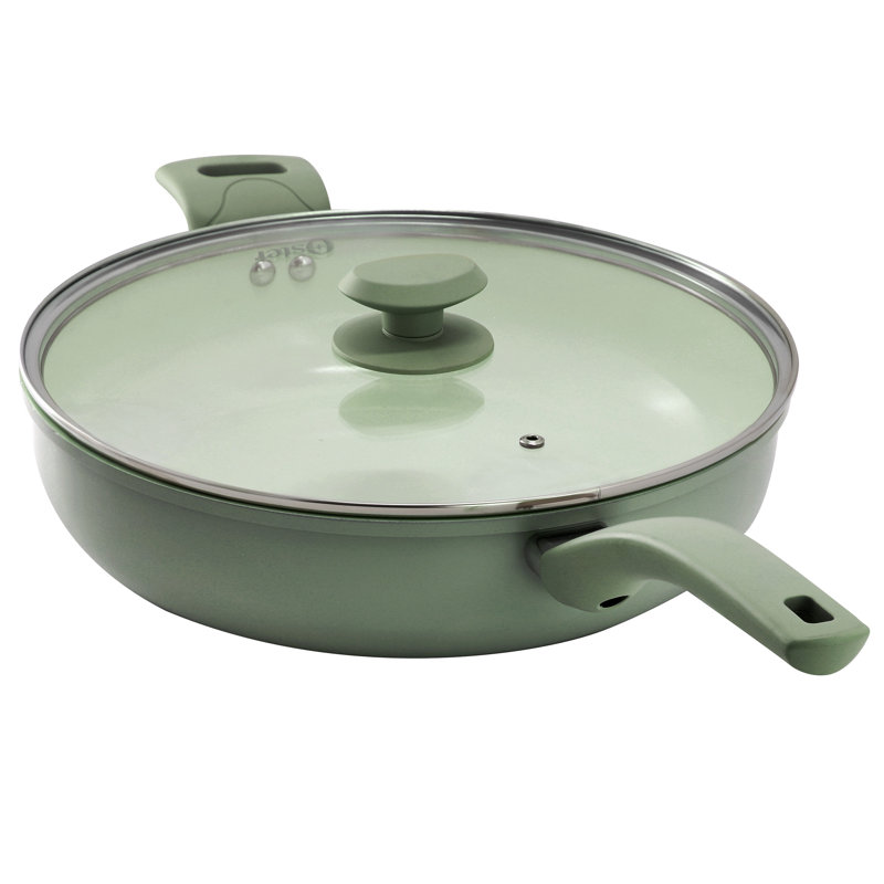 Oster Sutterville Choice 5 Quart Ceramic Nonstick Saute Pan with Lid in Evergreen, Green
