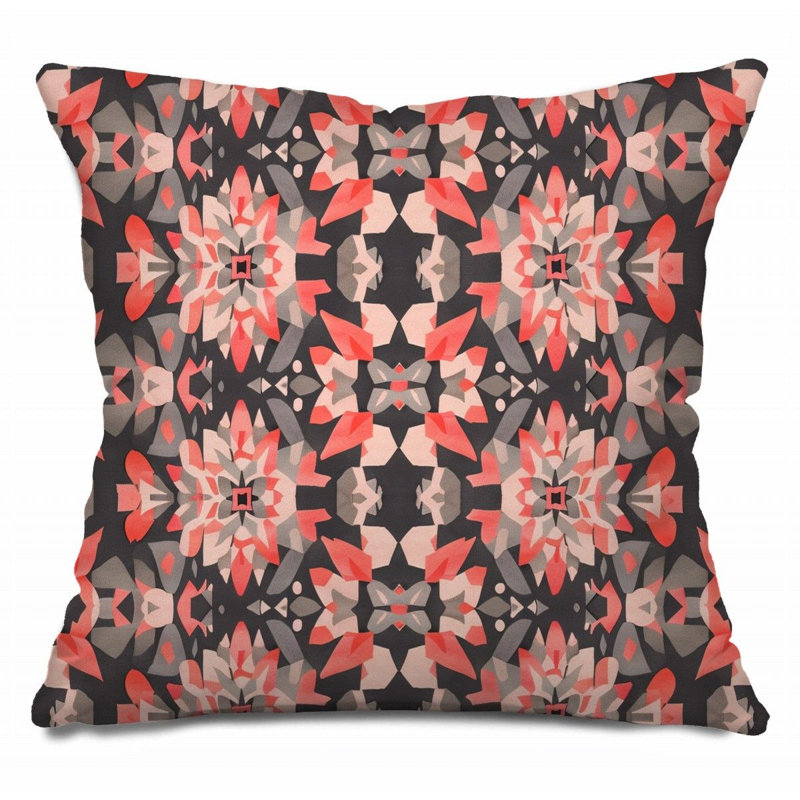 Autumn Garden Abstract  Reversible Throw Pillow, 26"H x 26"W