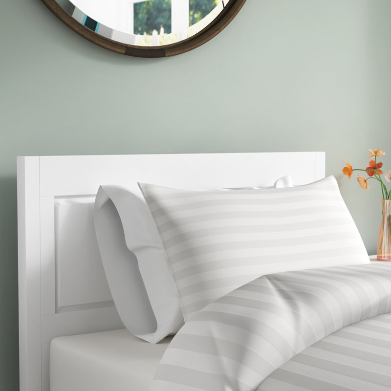 Satin Solid Colour Duvet Cover Set with Pillowcases Included, Single - 1 Standard Pillowcase, White