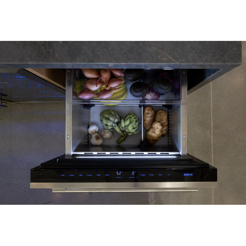 Zephyr Presrv 24" Built-In Dual Zone Panel Ready Refrigerator Freezer Drawers