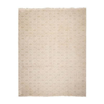 Tapis beige en laine et en soie noué à la main 8 pi 8 po x 11 pi 9 po Foundry Select