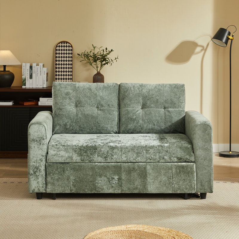 Lit escamotable de 58,64 po avec trois ports, réglable, deux coussins lombaires - canapé-lit, conversion facile, coussins en chenille doux, espaces de vie minimalistes, peu encombrant,