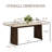 70.8 Inch Rectangular Dining Table Set with 6 Upholstered Chairs, Modern Stone Top Dining Table, Natural Walnut Tone Legs Dining Room Furniture for Kitchen Dining Area