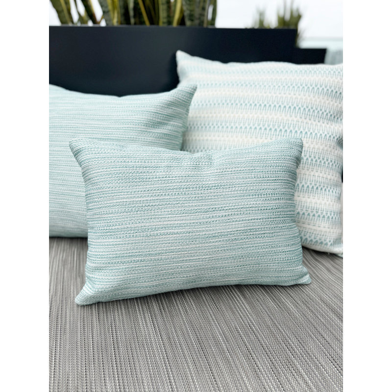 Bay Indoor/Outdoor Pillow Cover & Insert, Aqua, 14"H x 20"W, Rectangular