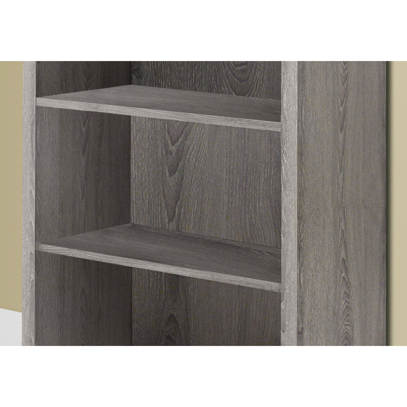 Bookshelf, Bookcase, 4 Tier, 36"H, Office, Bedroom, Laminate, Transitional, Gray, 35.5" H x 24.75" W x 11.75" D