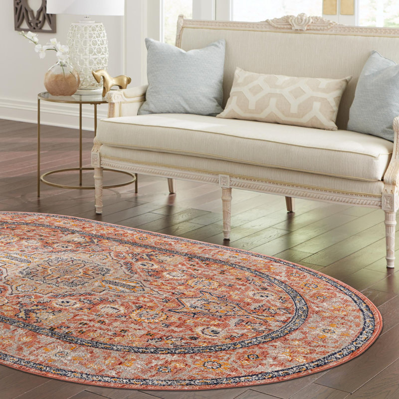Alkire Oriental Area Rug, Oval 7'10" x 10'2", Brick Red