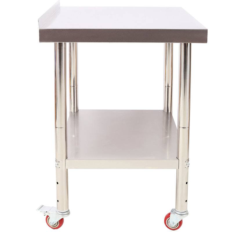Table de travail en acier inoxydable d'une capacité de charge de 30 1/2 x 35 1/2 pouces avec capacité de charge de 440 lb avec une conception robuste, un dosseret, une tablette réglable et 4 tables de préparation d'hôtel