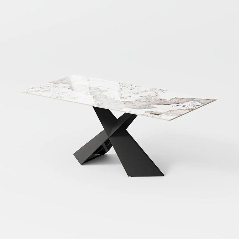 Rectangular Glossy Sintered Stone Dining Table