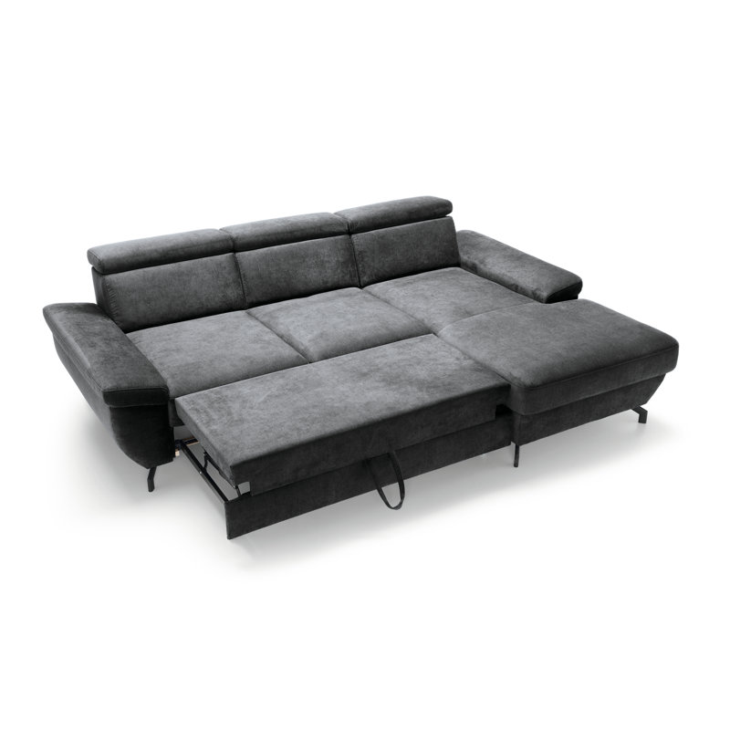 4 Seater Velvet Corner Sectional, Anthracite, Right Hand Facing