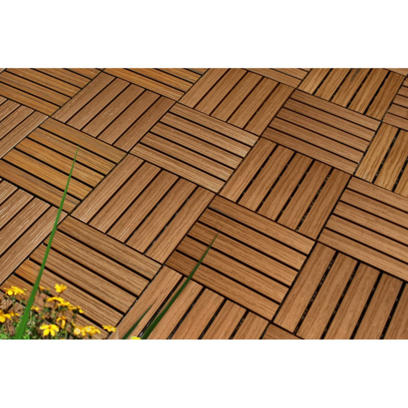 12'' L x 12'' W Plastic Interlocking Deck Tile in Light Brown