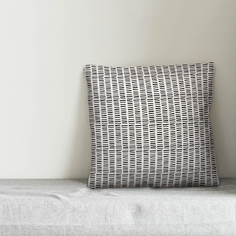 Geometric Throw Pillow, White/Black Geometric, 20" x 20"