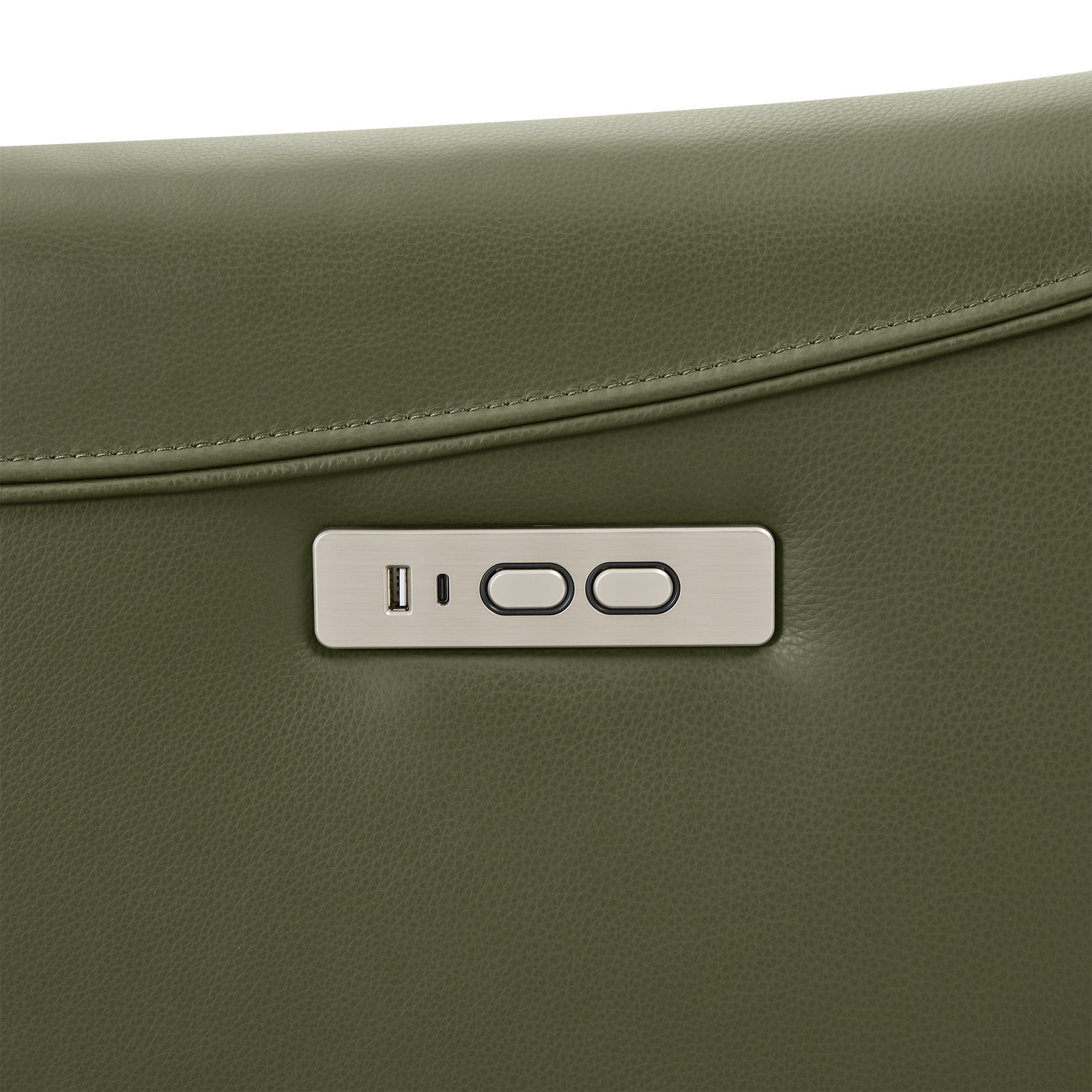 Santo 33" Genuine Leather Swivel Power Recliner, Olive Top Grain Leather