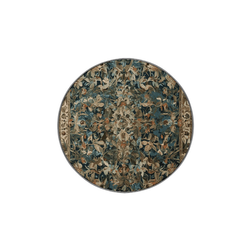 Tapis brun soyeux et moelleux, Rond 5 pi