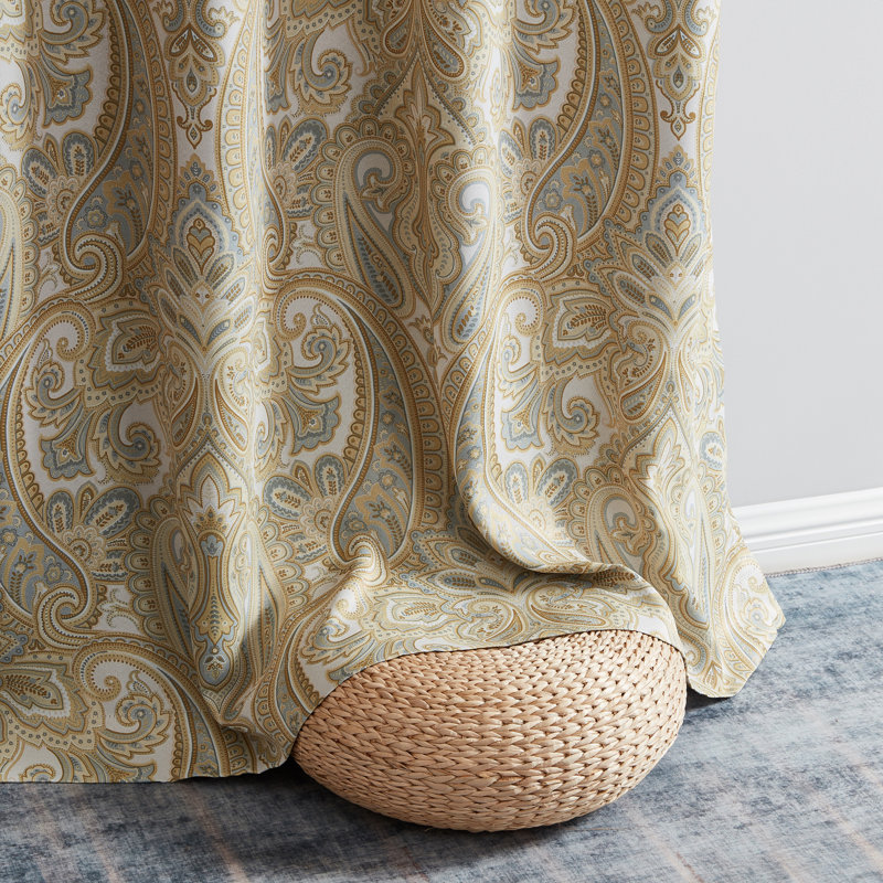 Annabel Paisley Room Darkening Thermal Grommet Curtain Panels Set for Living Room, Neutral, 50" W x 96" L