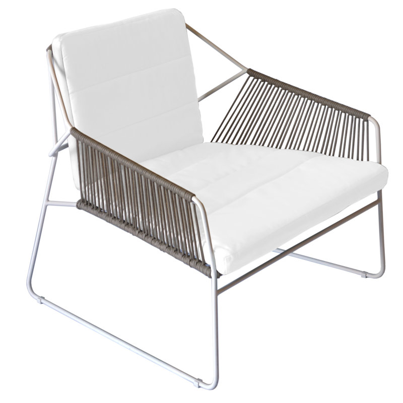 Sandur Outdoor Lounge Chair , Sunbrella® Cushions Included, Canvas Natural Sunbrella Canvas, Taupe Rope/Anthracite
