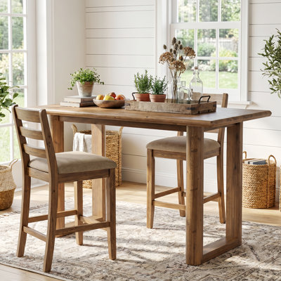 Table de bar en bois massif de 63 po de hauteur comptoir, table de pub rectangulaire moderne avec pieds en forme de U, îlot de cuisine rustique pour bar et salle à manger
