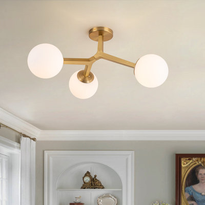 Kaynen Frosted Glass Semi Flush Mount